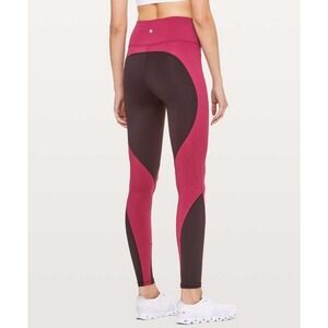 Lululemon Wake & Train Tight *28" Black‎ Satin Star Ruby Full Length Leggings 4